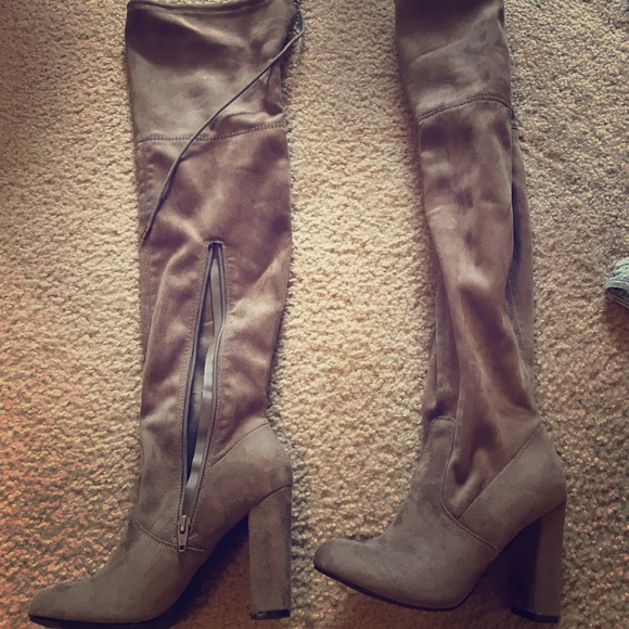 Forever 21 Shoes - Tan suede over the knee boots NWOT